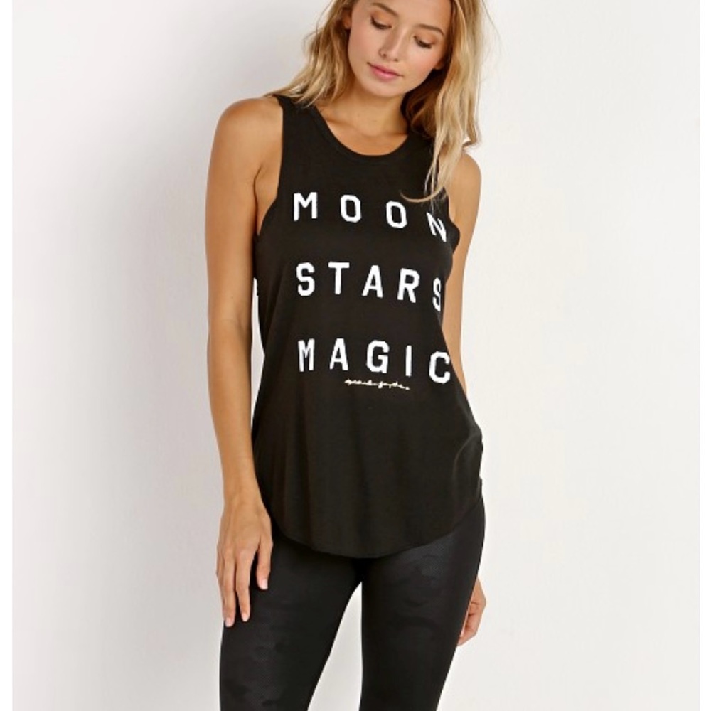 Spiritual Gangster “Moon, Stars, Magic” Black Graphic Tank Top